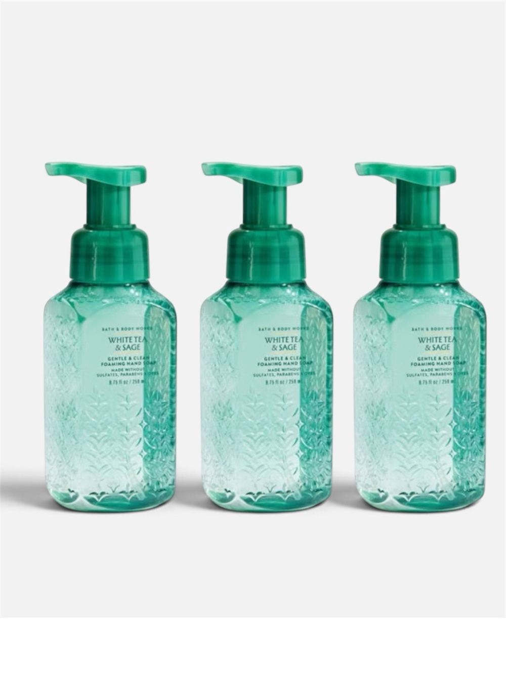 Bath & Body Works White Tea & Sage Foaming Hand Soap -Set 3 PC Brand New